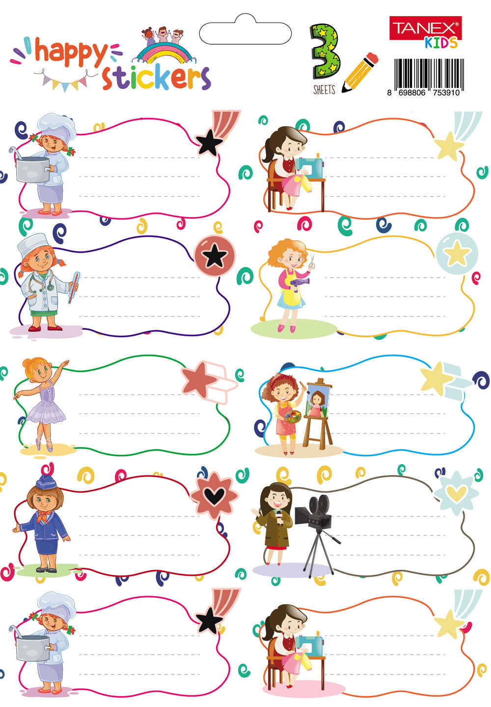 ETICHETE SCOLARE 30/SET FETE MESERII TLS-727 TANEX ETICHETE SCOLARE 30/SET FETE MESERII TLS-727 TANEX